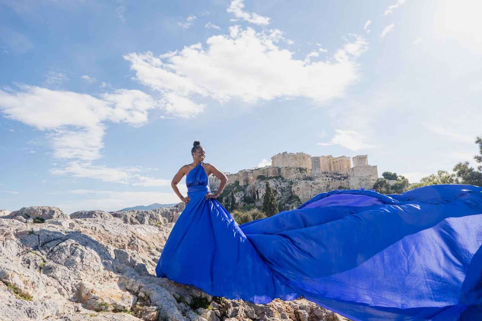 Atene: servizio fotografico con abito fluente
