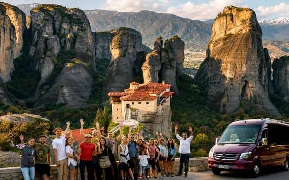 Atene: Escursione di un giorno a Meteora in inglese/spagnolo e tramonto maestoso