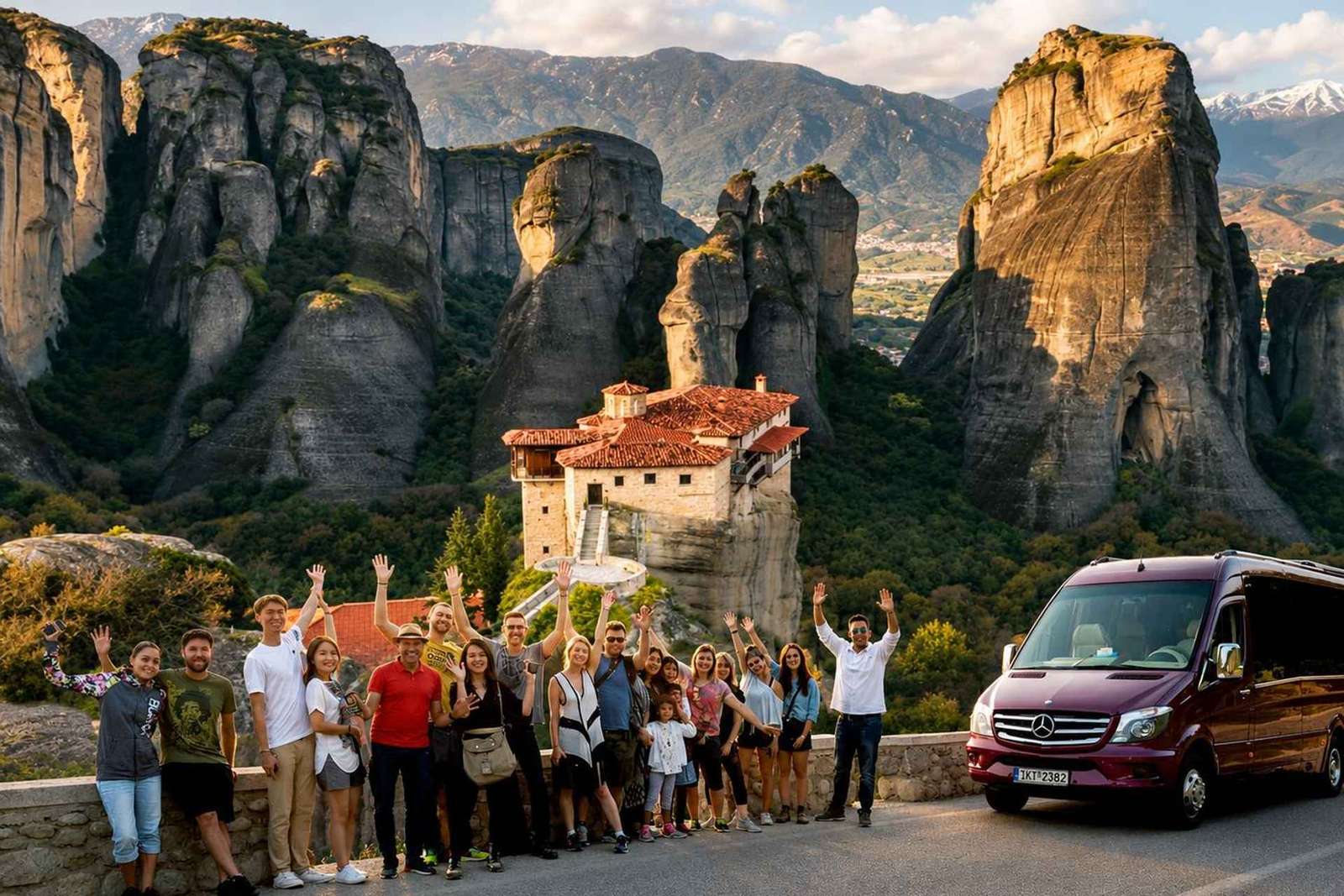 Atene: Escursione di un giorno a Meteora in inglese/spagnolo e tramonto maestoso